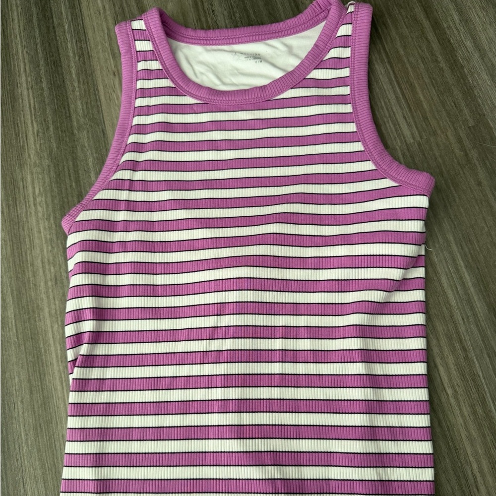 Pink and White Striped Tank Top